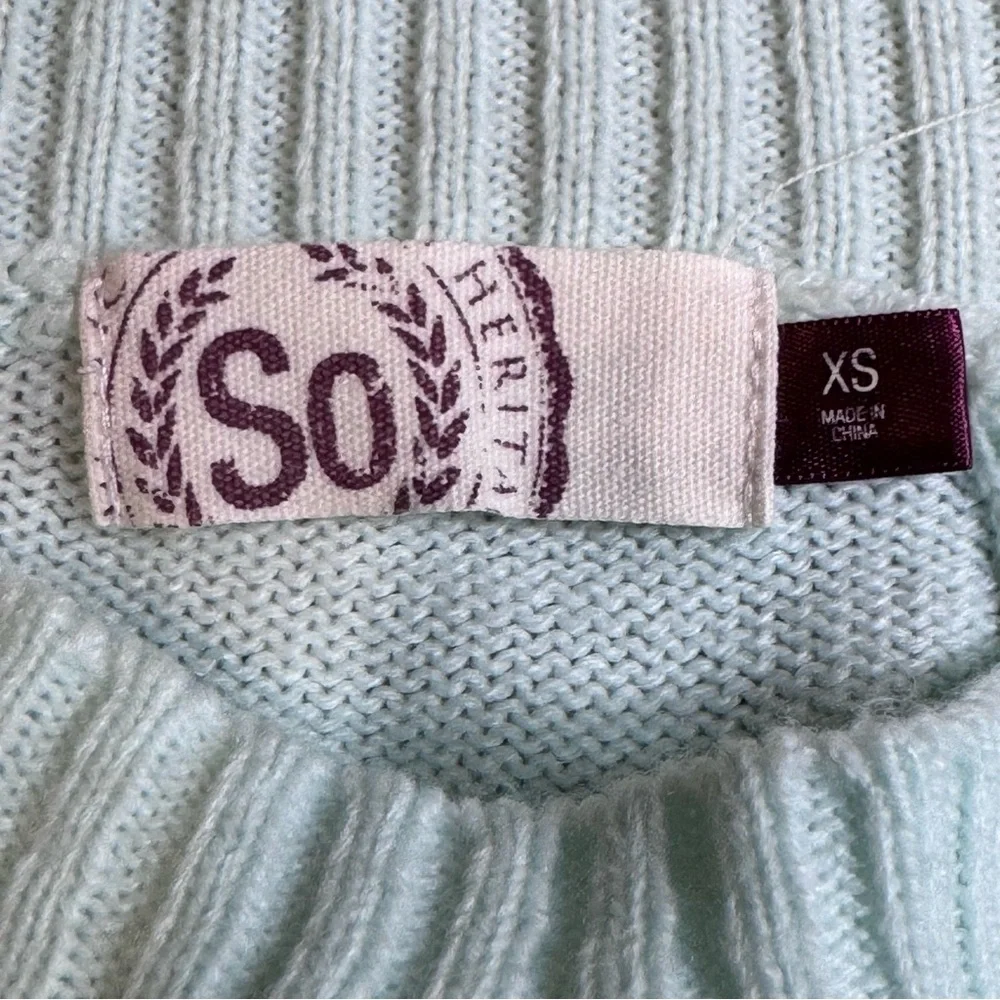 SO Aqua Lace-Hem Crewneck Sweater